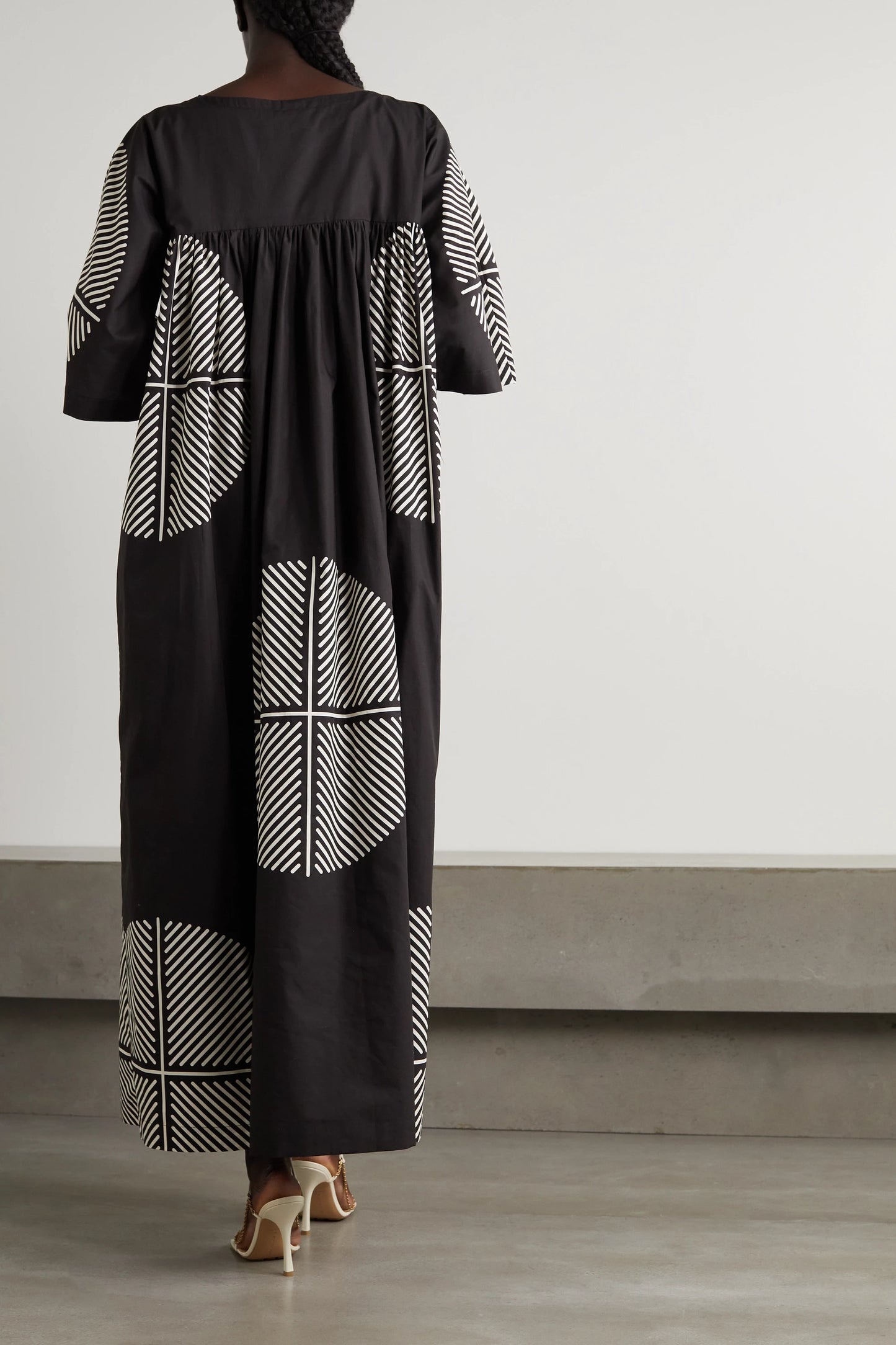 BLACK LONG PRINTED PREMIUM WEAR MAXI DRESS