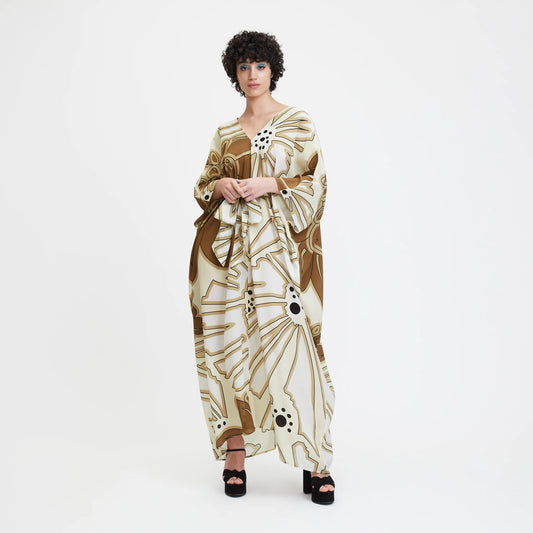 PRINTED STYLE FRENCH MOSS BUTTERFLY KAFTAN