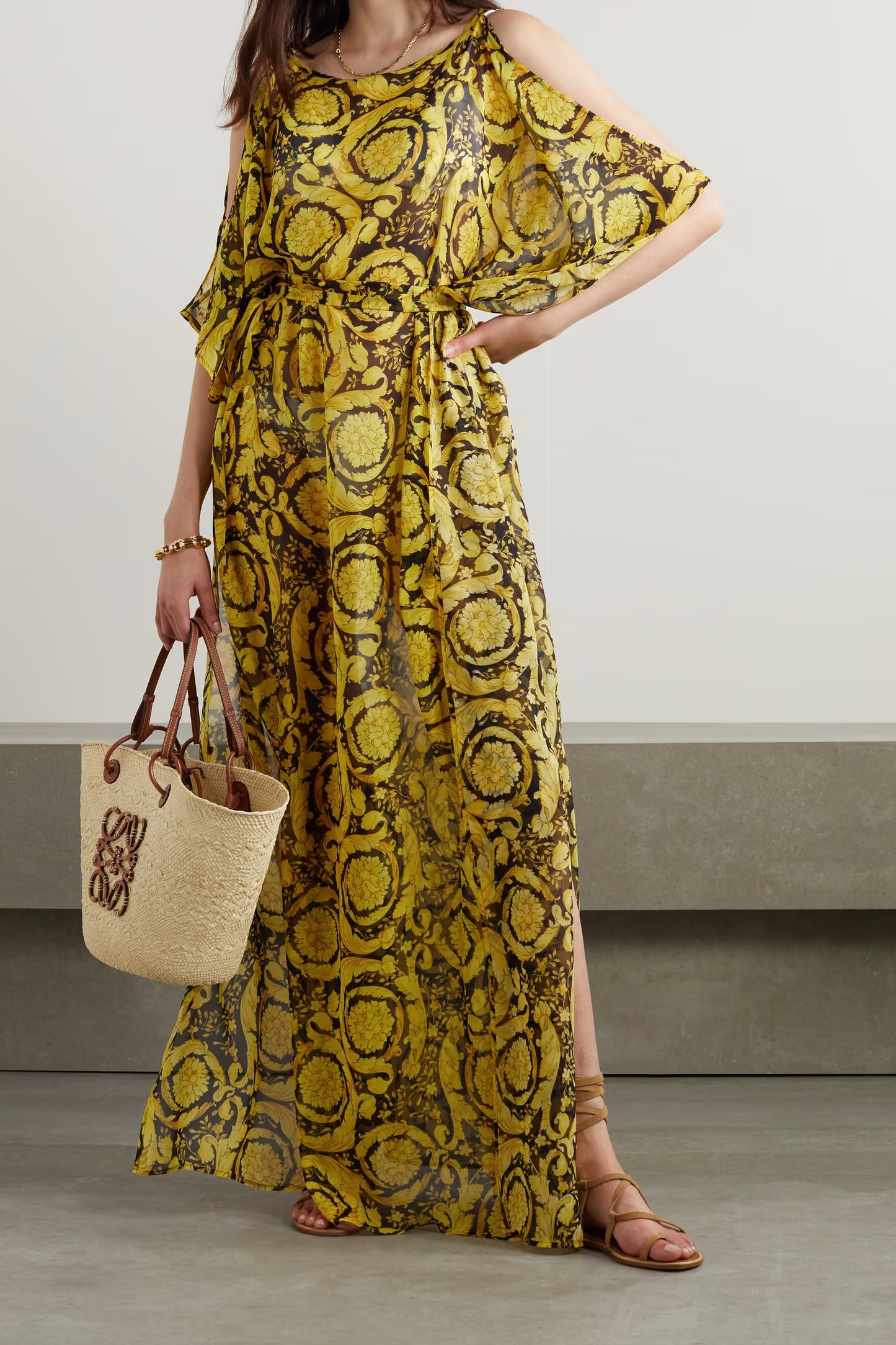 GEORGETTE BELT STYLE SUNFLOWER PREMIUM KAFTAN