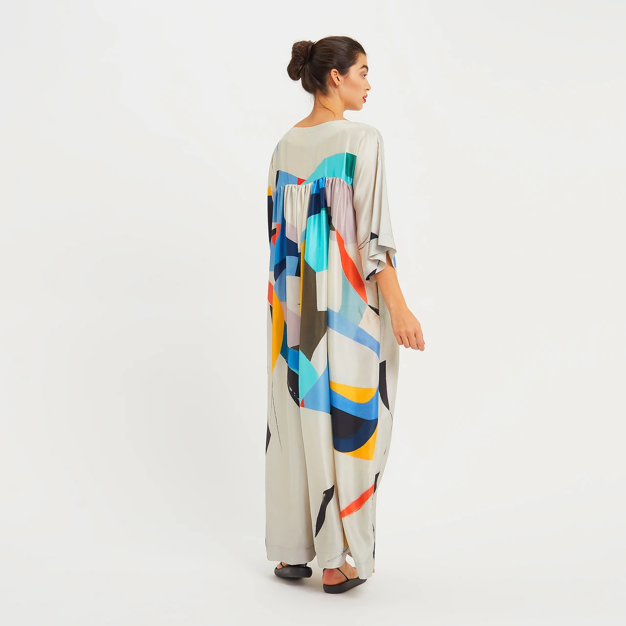 MULTI COLOUR PRINTED RAYON COTTON LONG MAXI DRESS