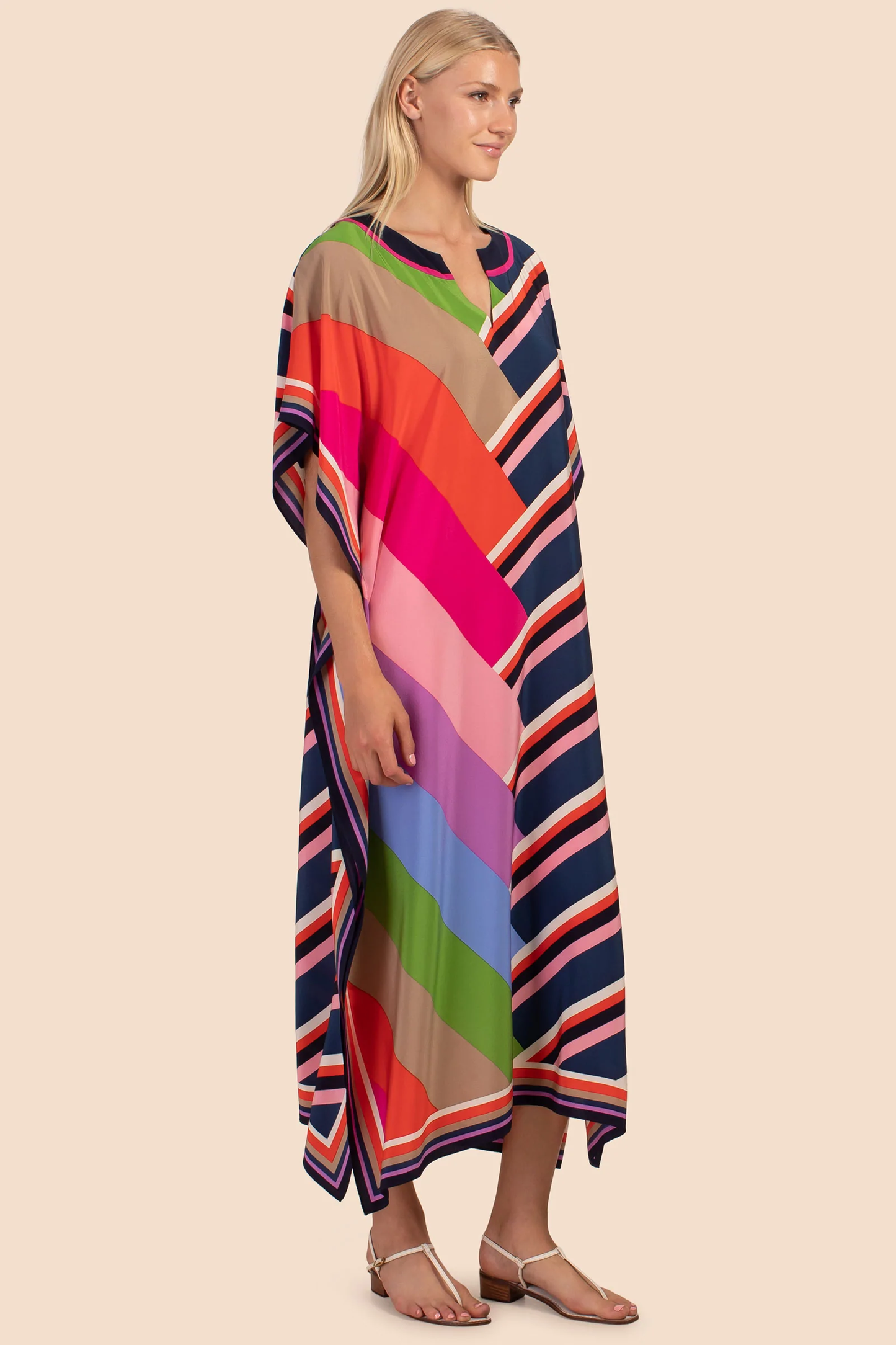 GEOMETRIC STRIPED PRINTED MULTI-COLOUR KAFTAN KURTA TOP