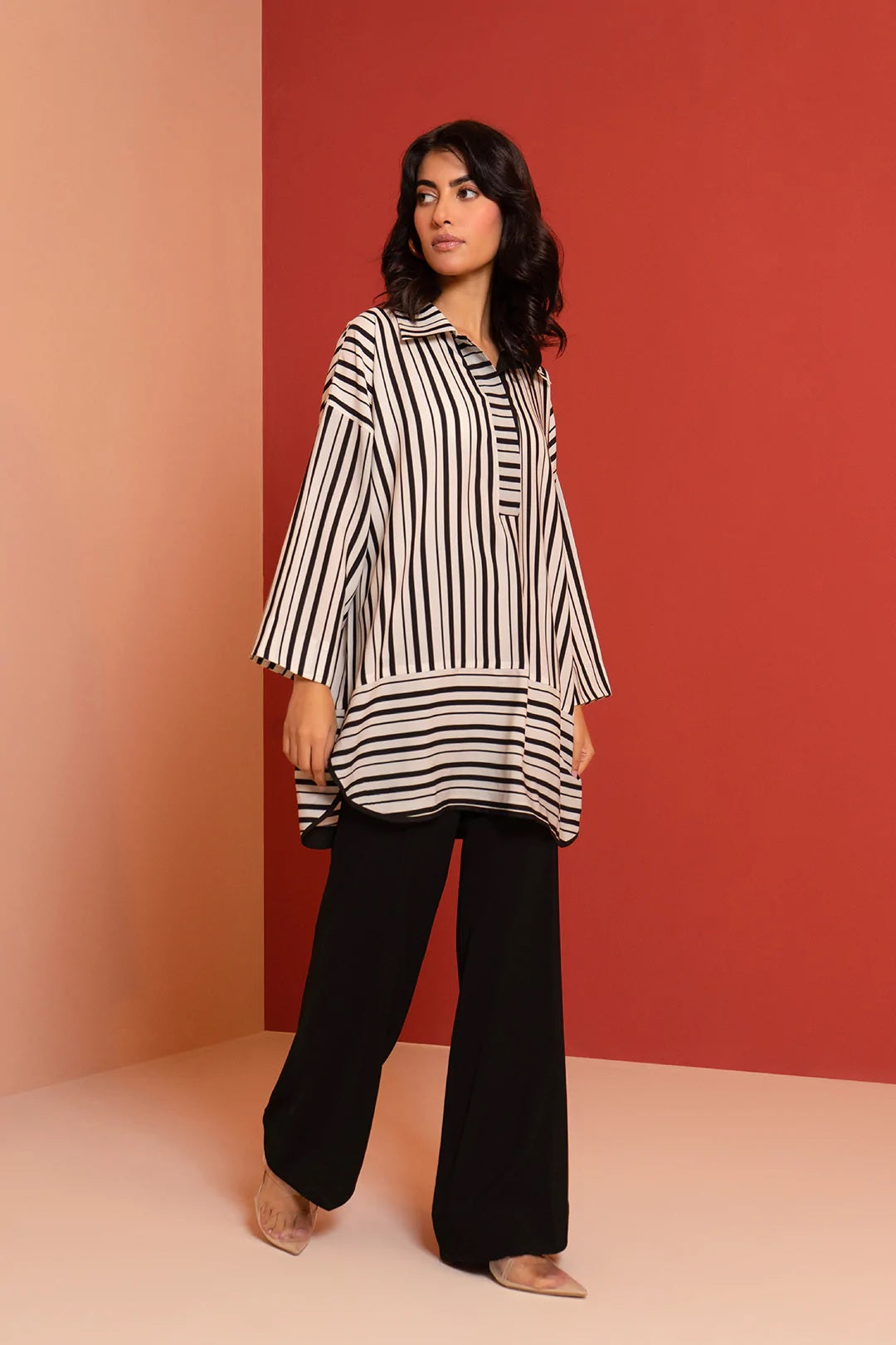 STRIPED PRINTED BSY KOREAN FABRIC TOP + PANT SETS