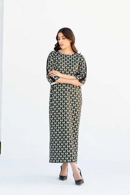 WOMEN PRINTED BSY KOREAN FABRIC JUNGLE PATTERN LONG DRESS