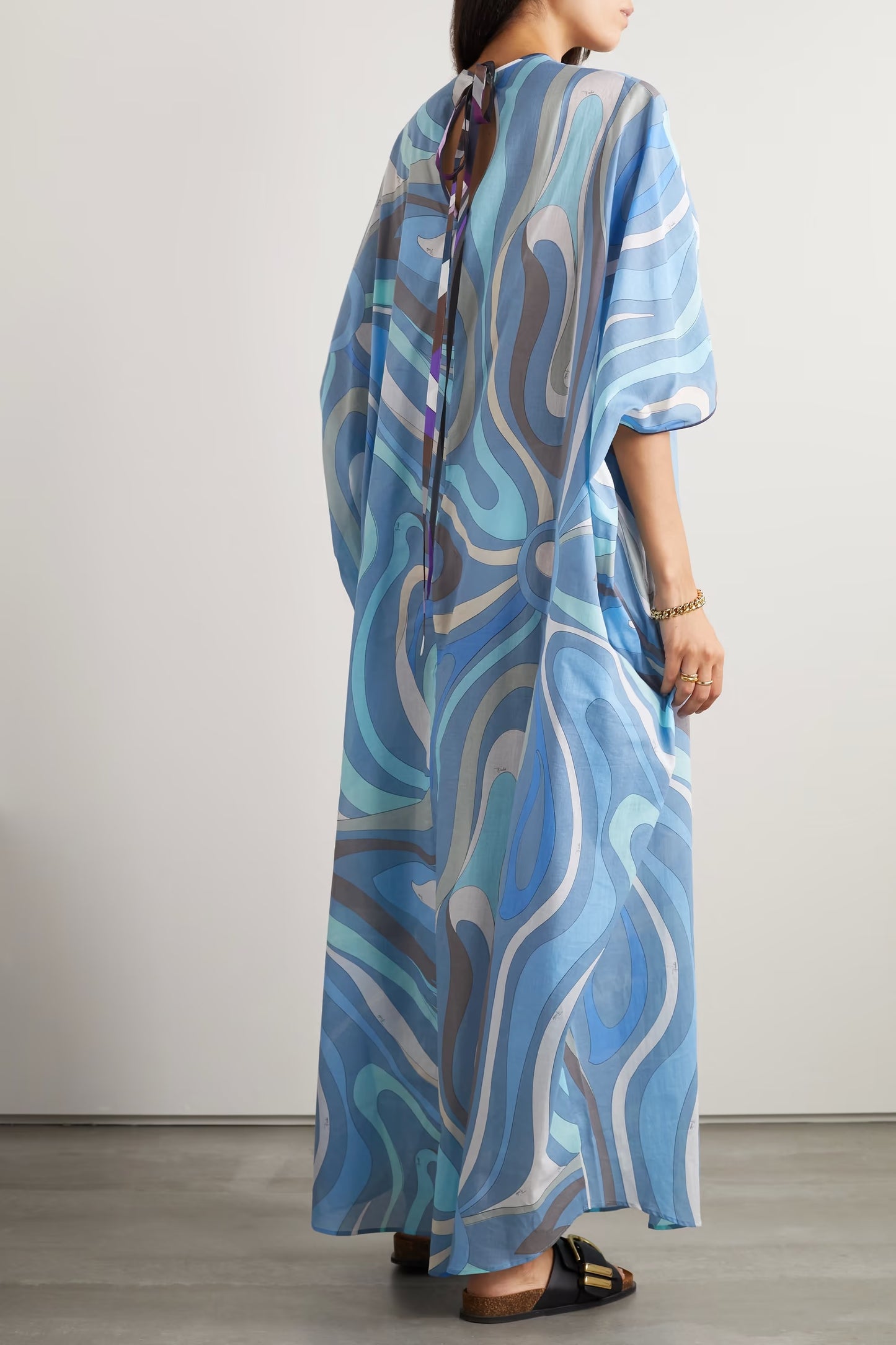 COTTON FABRIC PRINTED LONG ABSTRACT KAFTAN