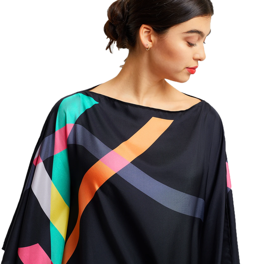 Printed Beach Wear Silk Crepe Kaftan For Women