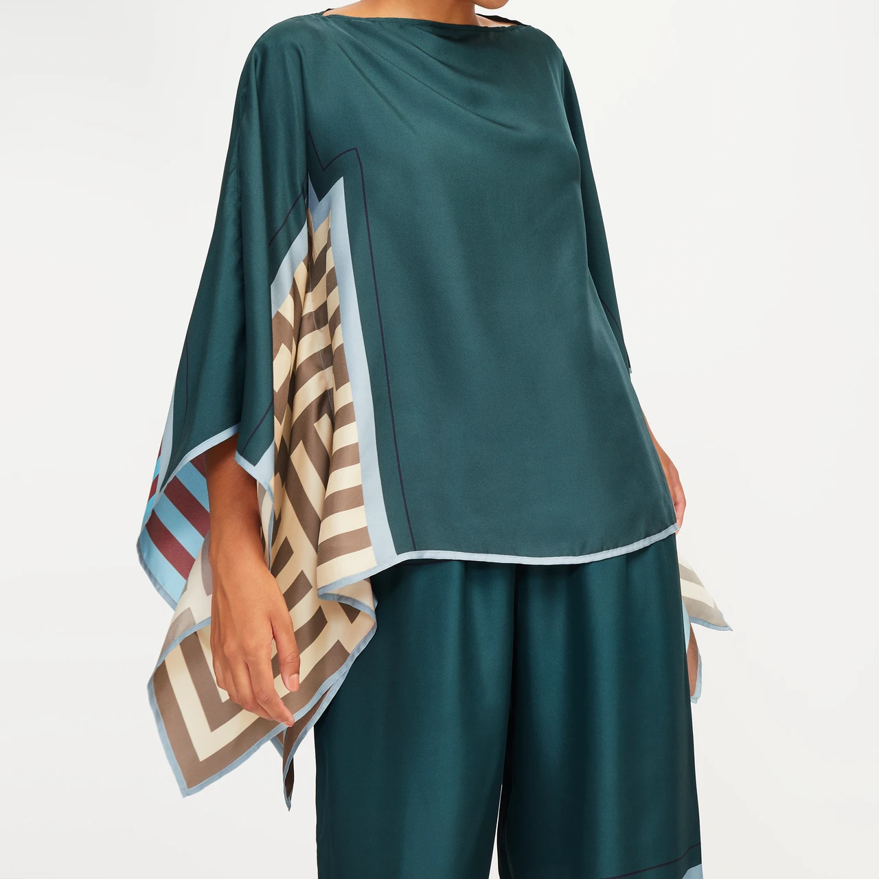 Soft Satin Silk Printed Women Kaftan Pant Suit Sets