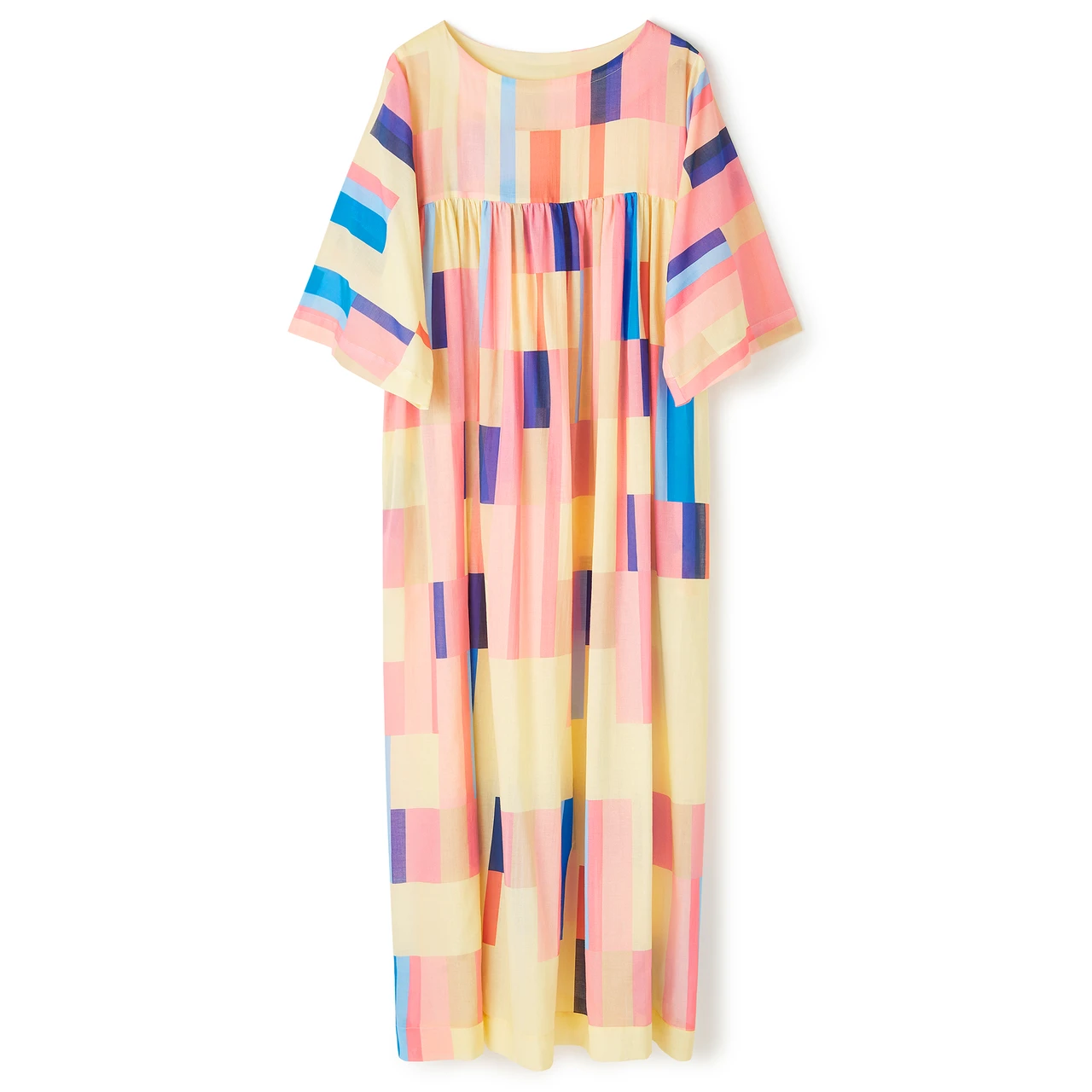 COLOURED STRIPED PRINTED MAXI DRESS TOP