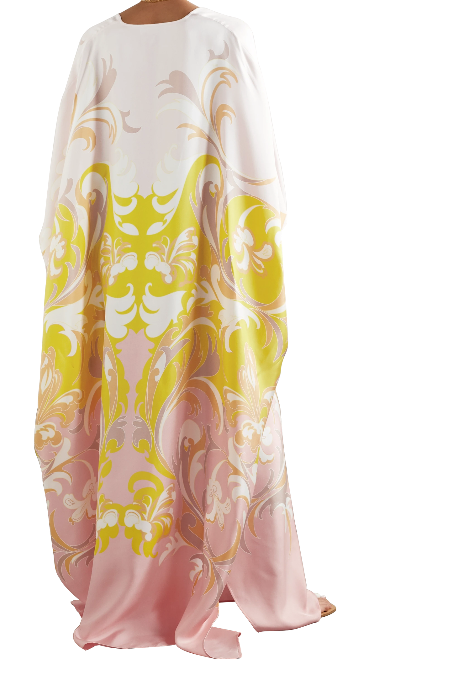 Style Printed Satin Silk Casual Wear Kaftan For Women