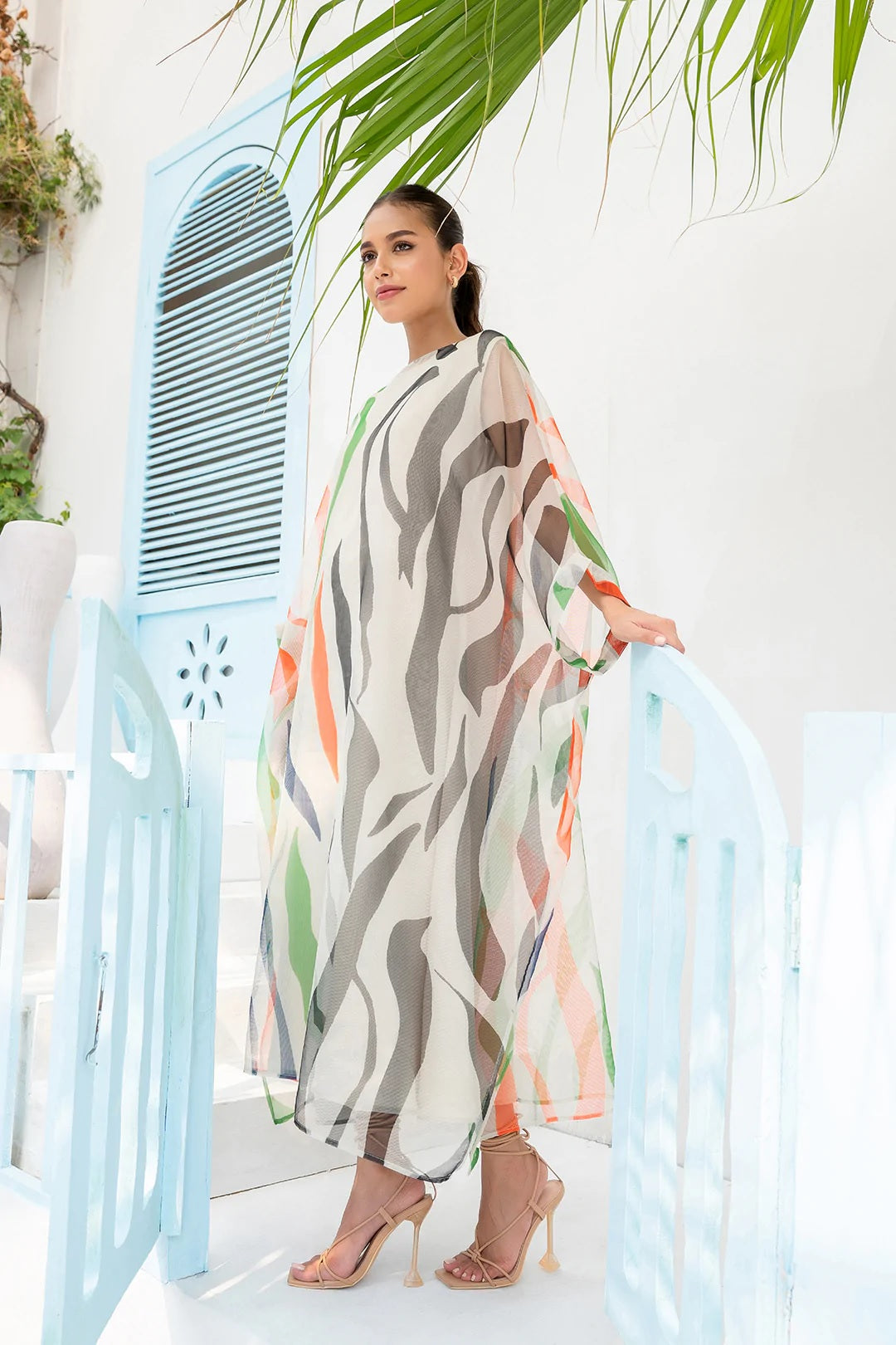 MULTI COLOUR LEAF PATTERN PREMIUM KAFTAN