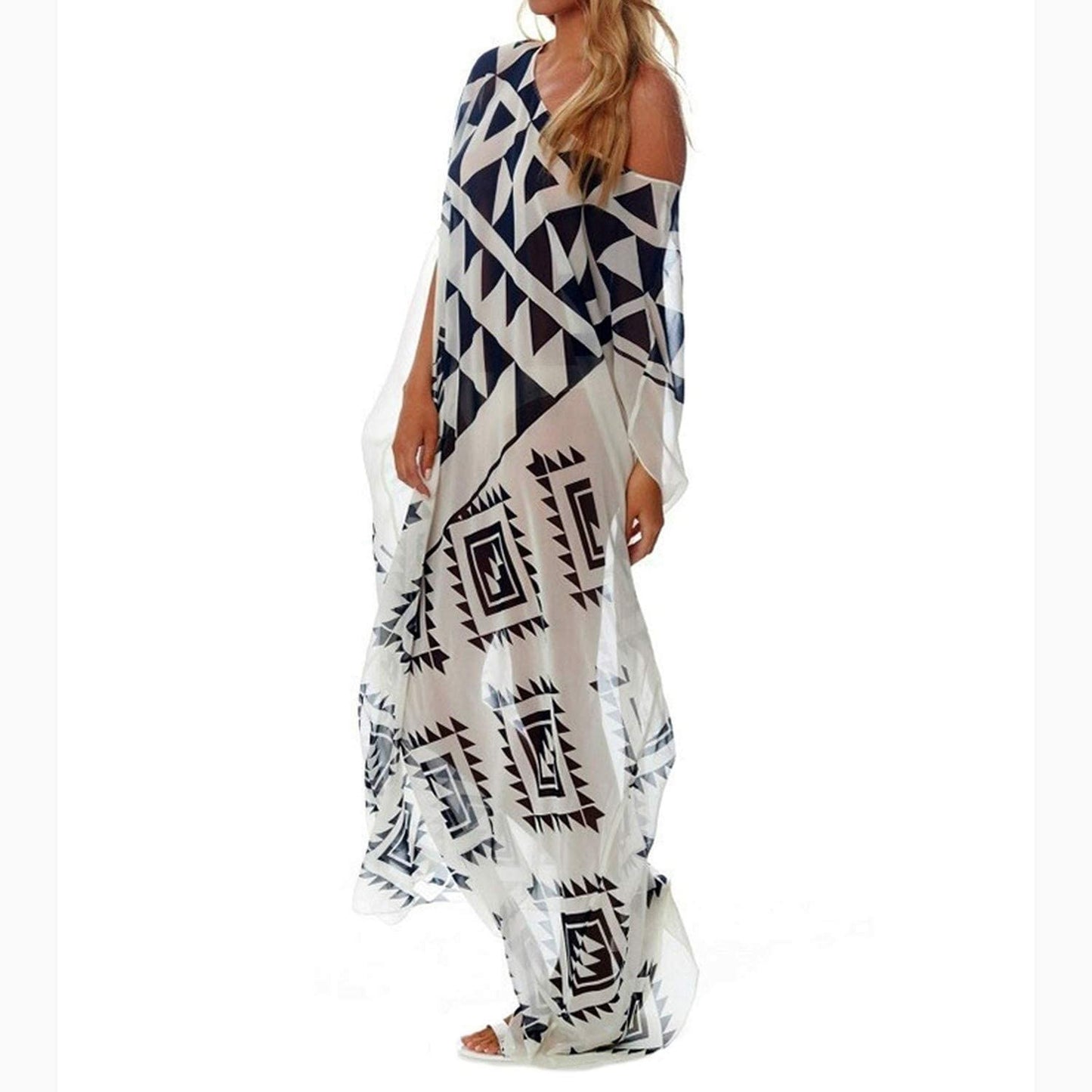 Georgette Printed Geometric Pattern Style Women Kaftan