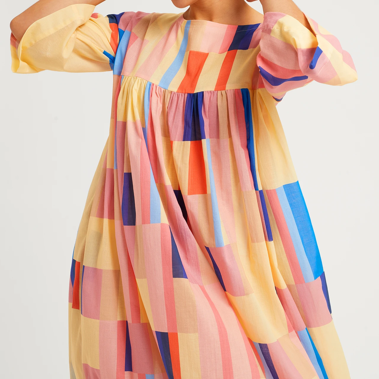 COLOURED STRIPED PRINTED MAXI DRESS TOP