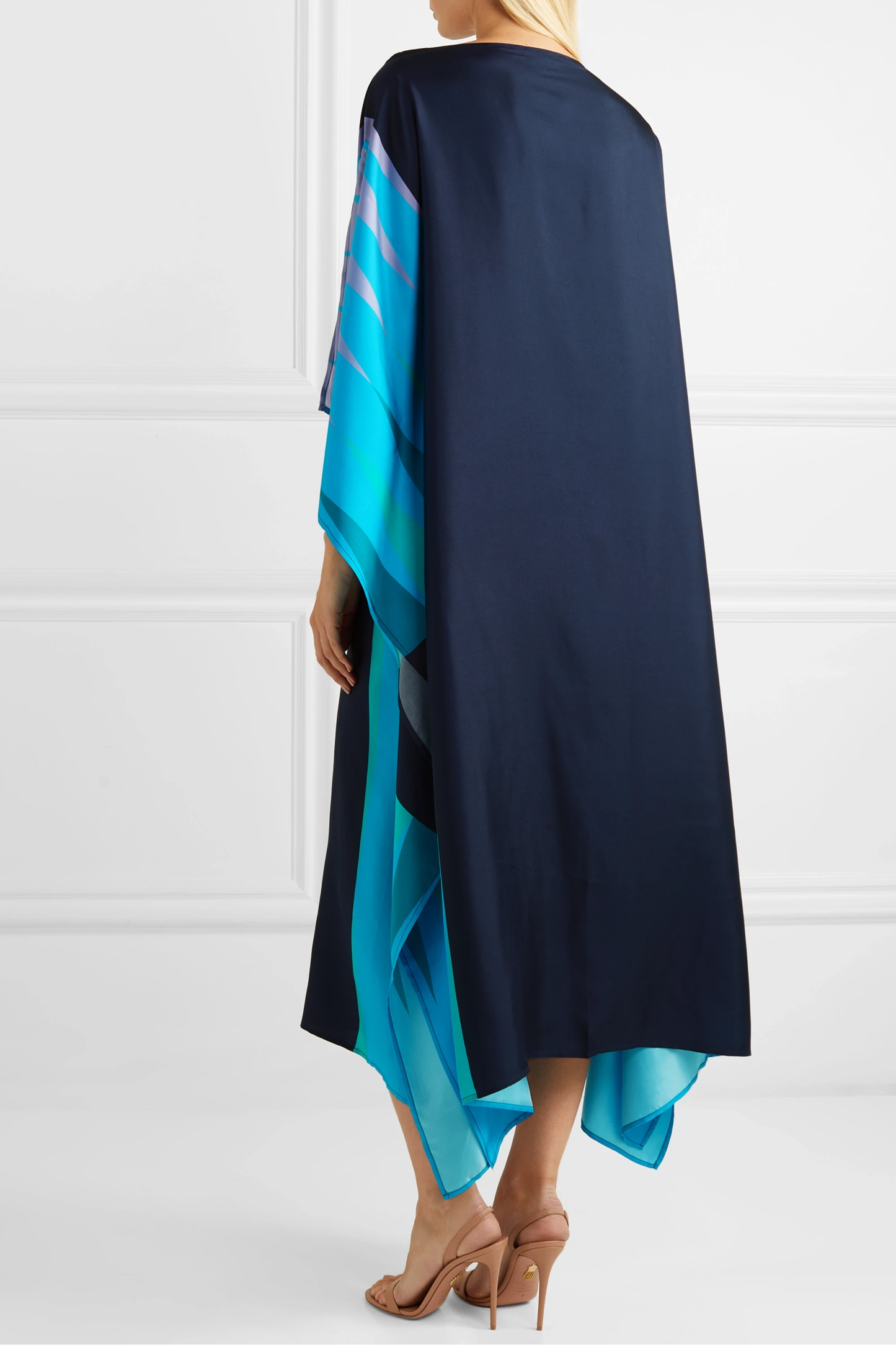 Women’s Black & Blue Color Printed Soft Silk Kaftan
