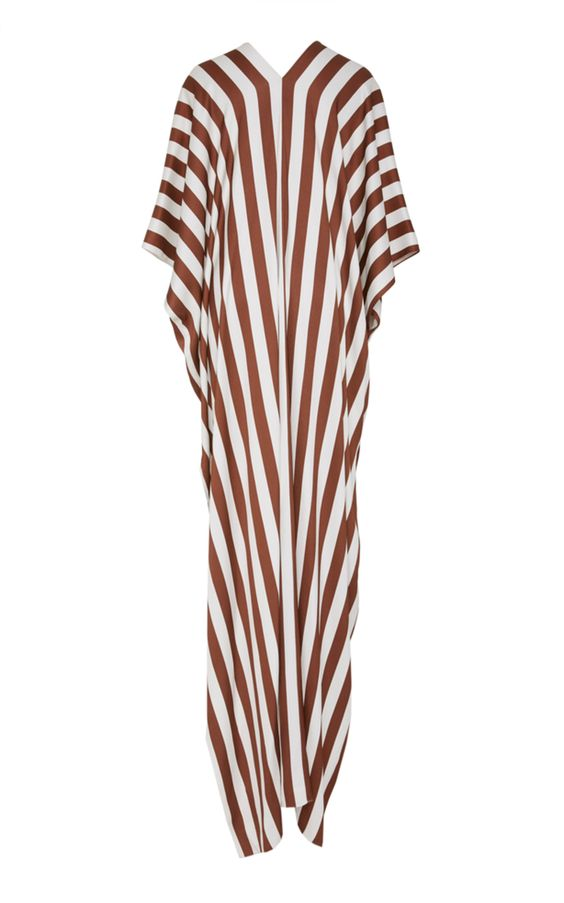 Striped Printed Ankle Length Daily Wear Satin Silk Kaftan For Women