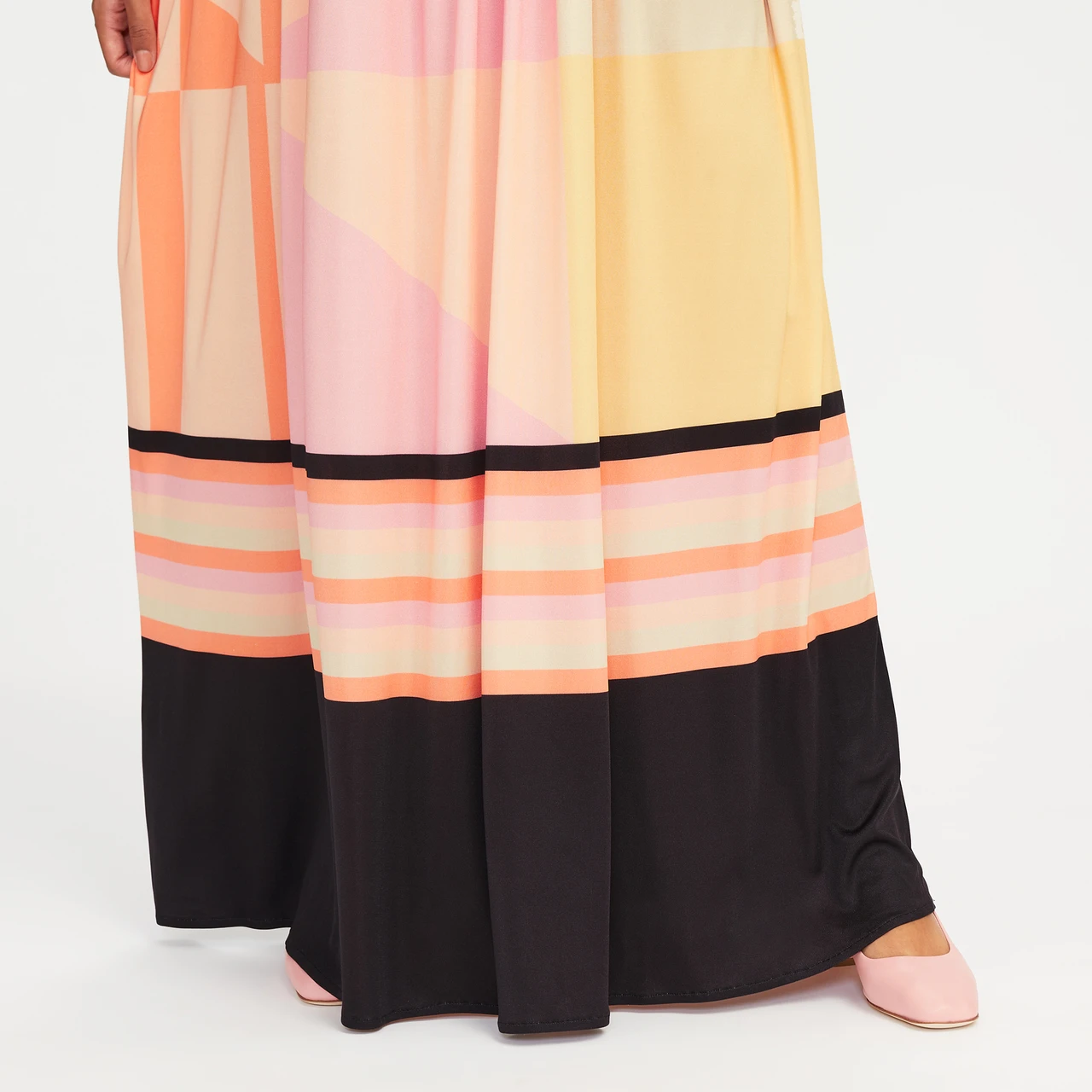 PEACH PINK COLOUR DIGITAL PRINTED EVENING LOUNGE WEAR MAXI TOP DRESS