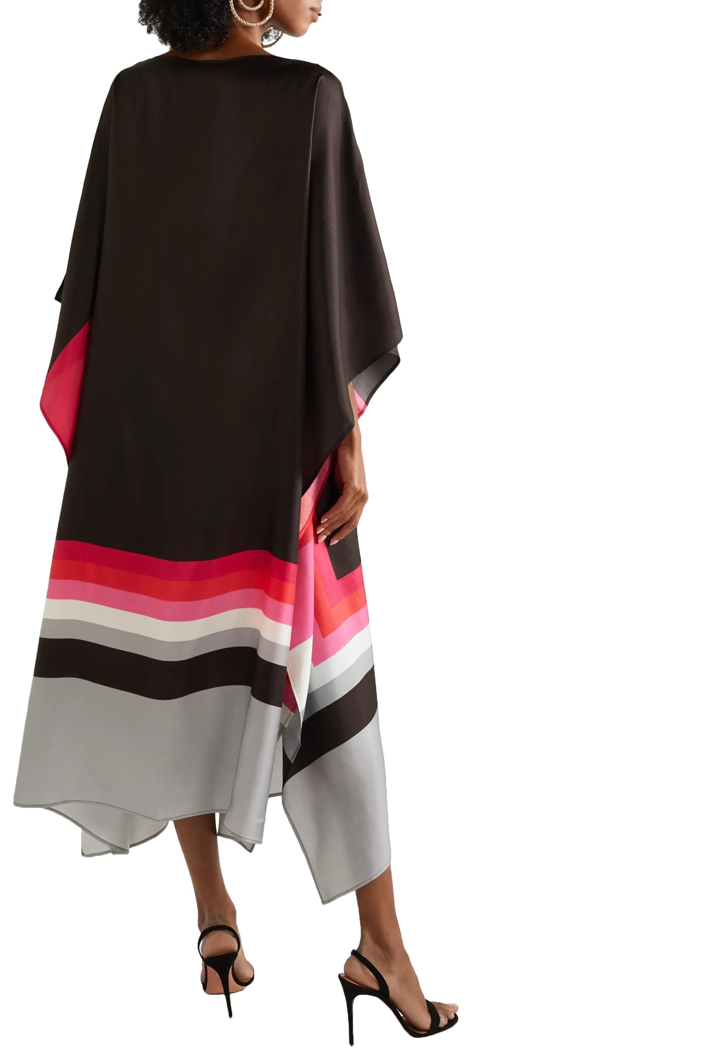 Free Size Calf Length Women Printed Casual Wear Satin Silk Tunic Kaftan