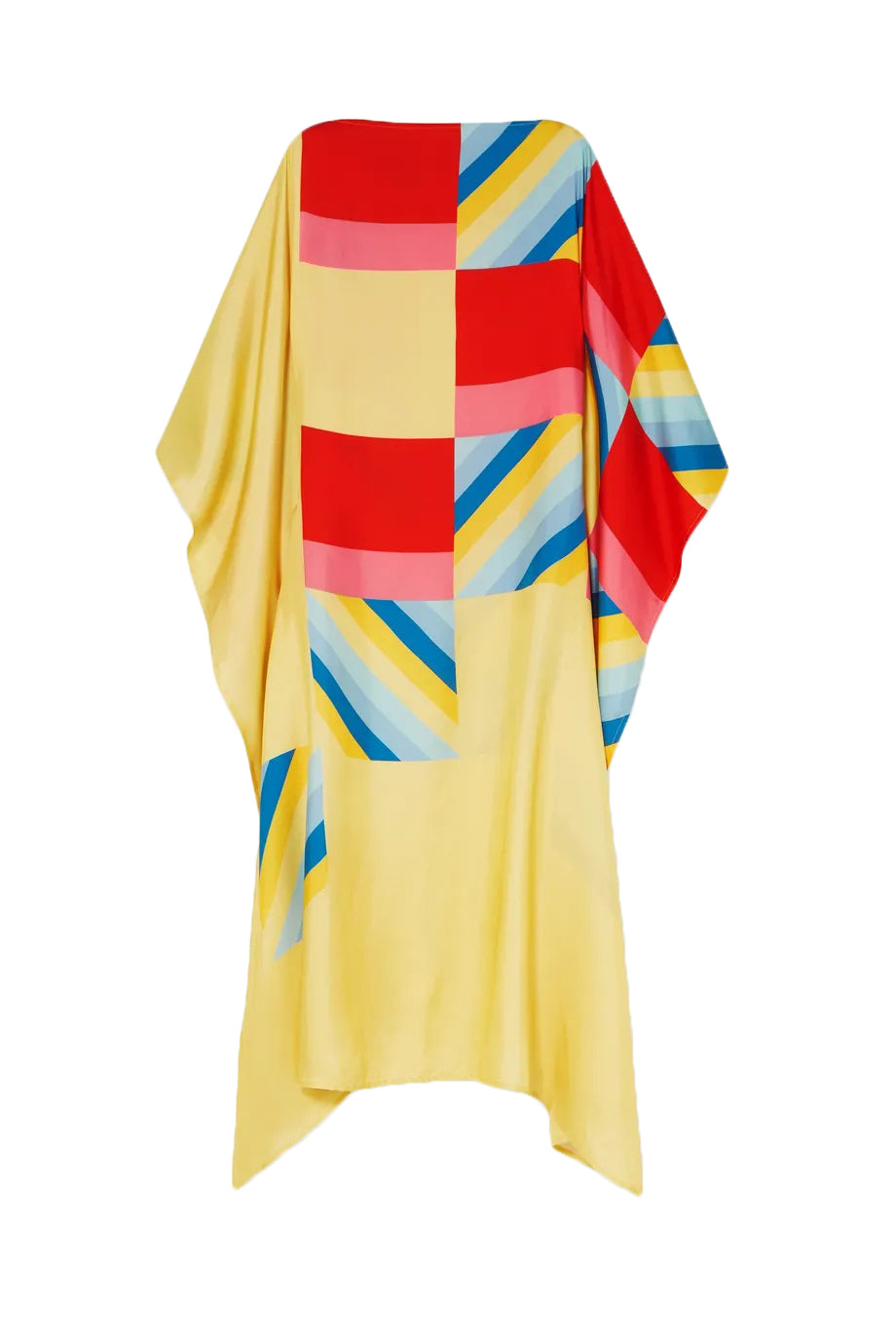 Free Size Women Printed Satin Silk Fabric Kaftan