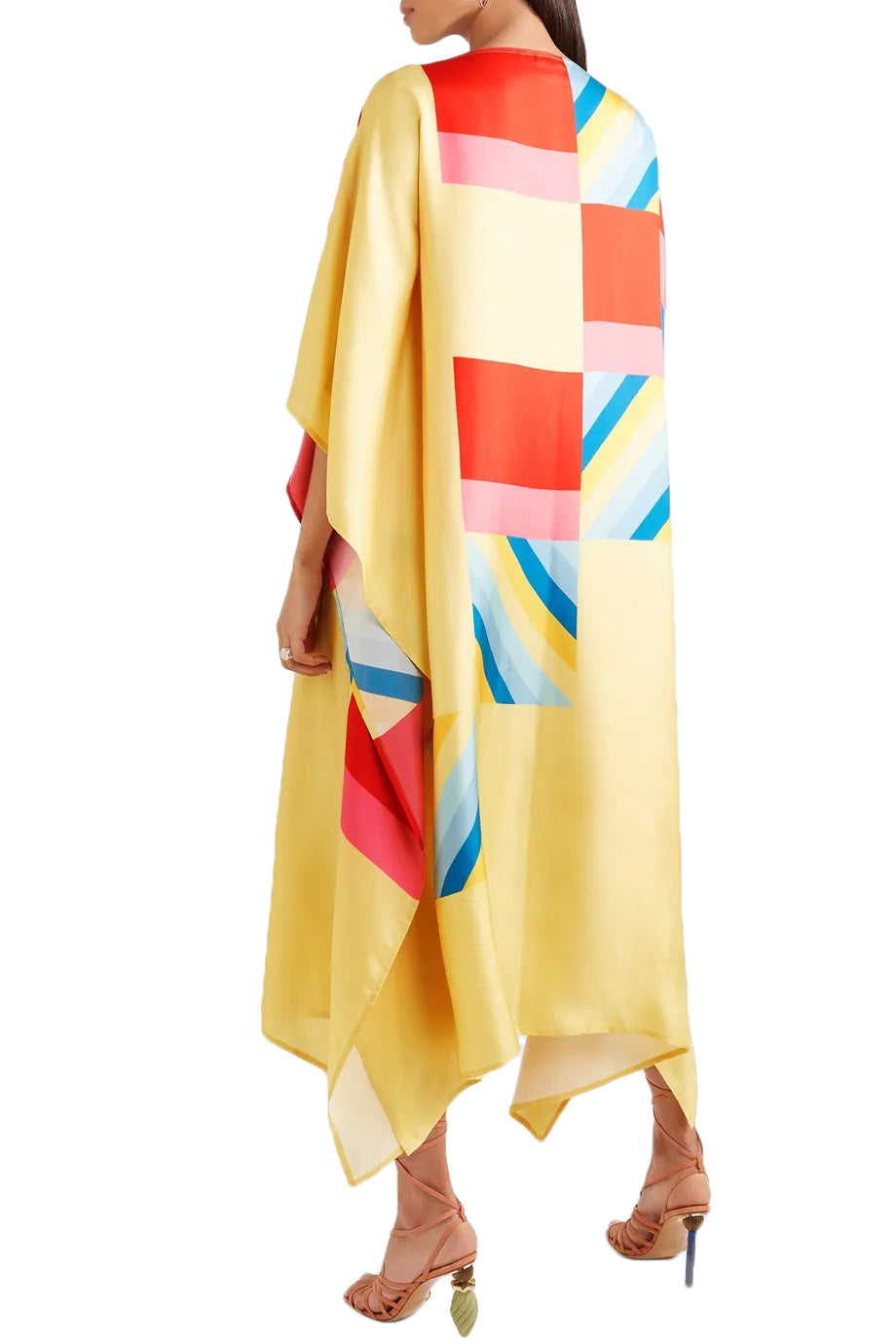 Free Size Women Printed Satin Silk Fabric Kaftan