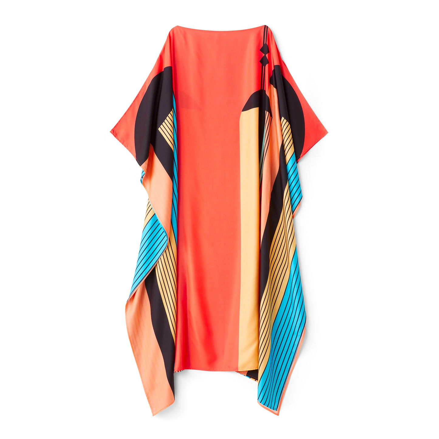 Geometric Pattern Satin Silk Printed Caftan Top