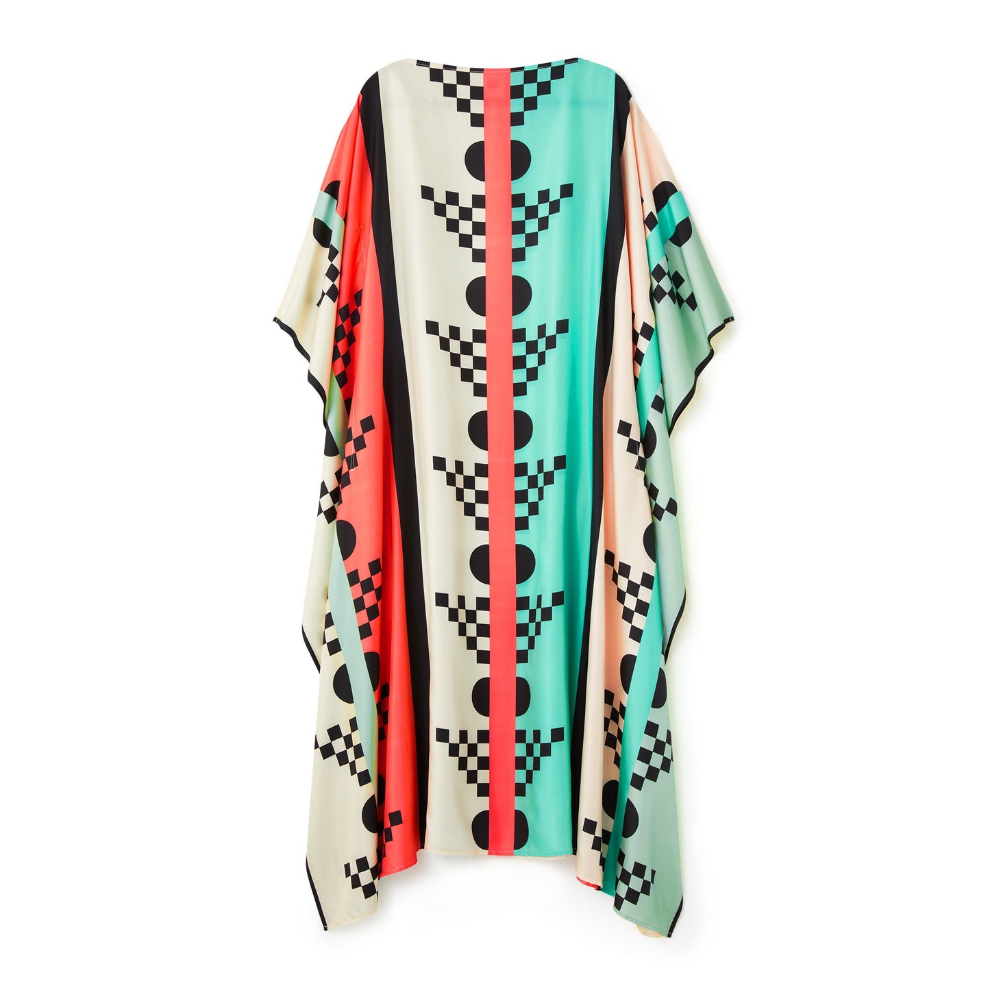 Geometric Printed Style Satin Silk Kaftan