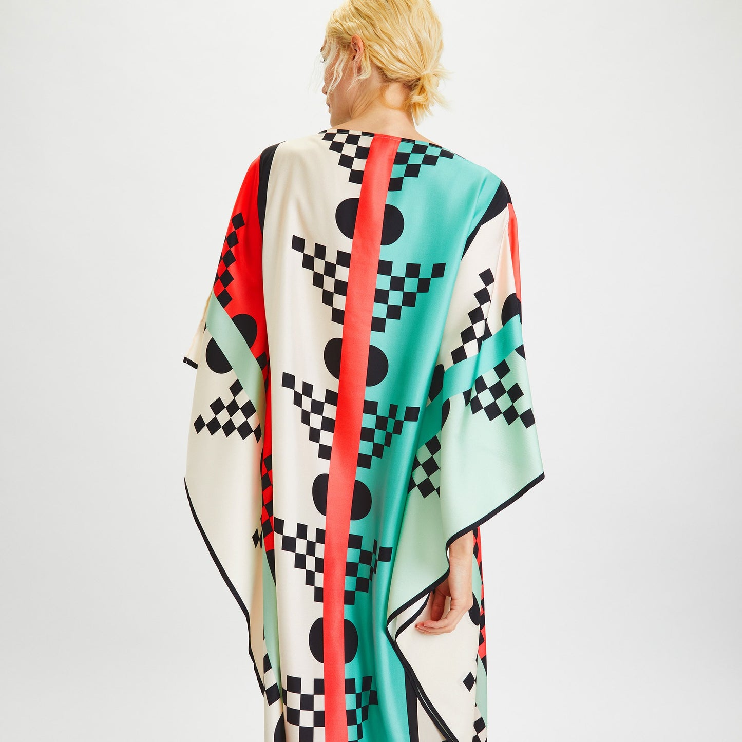 Geometric Printed Style Satin Silk Kaftan