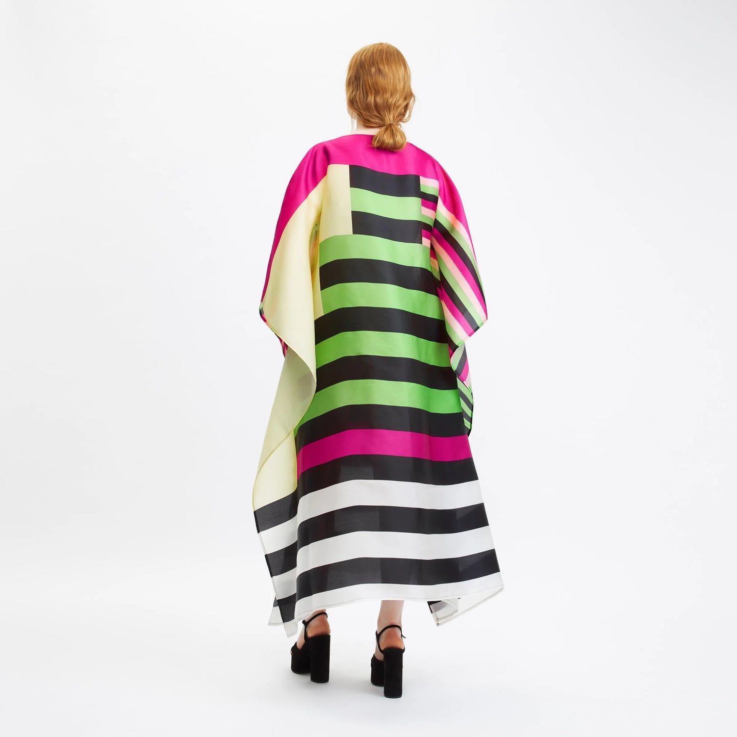 STRIPED PRNTED SOFT ORGANZA SILK  WIDE WIDTH Kaftan