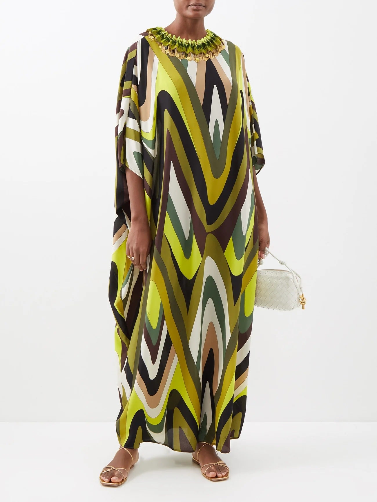 GEOMETRIC PRINTED SILK CREPE PRINTED CASUAL WEAR KAFTAN