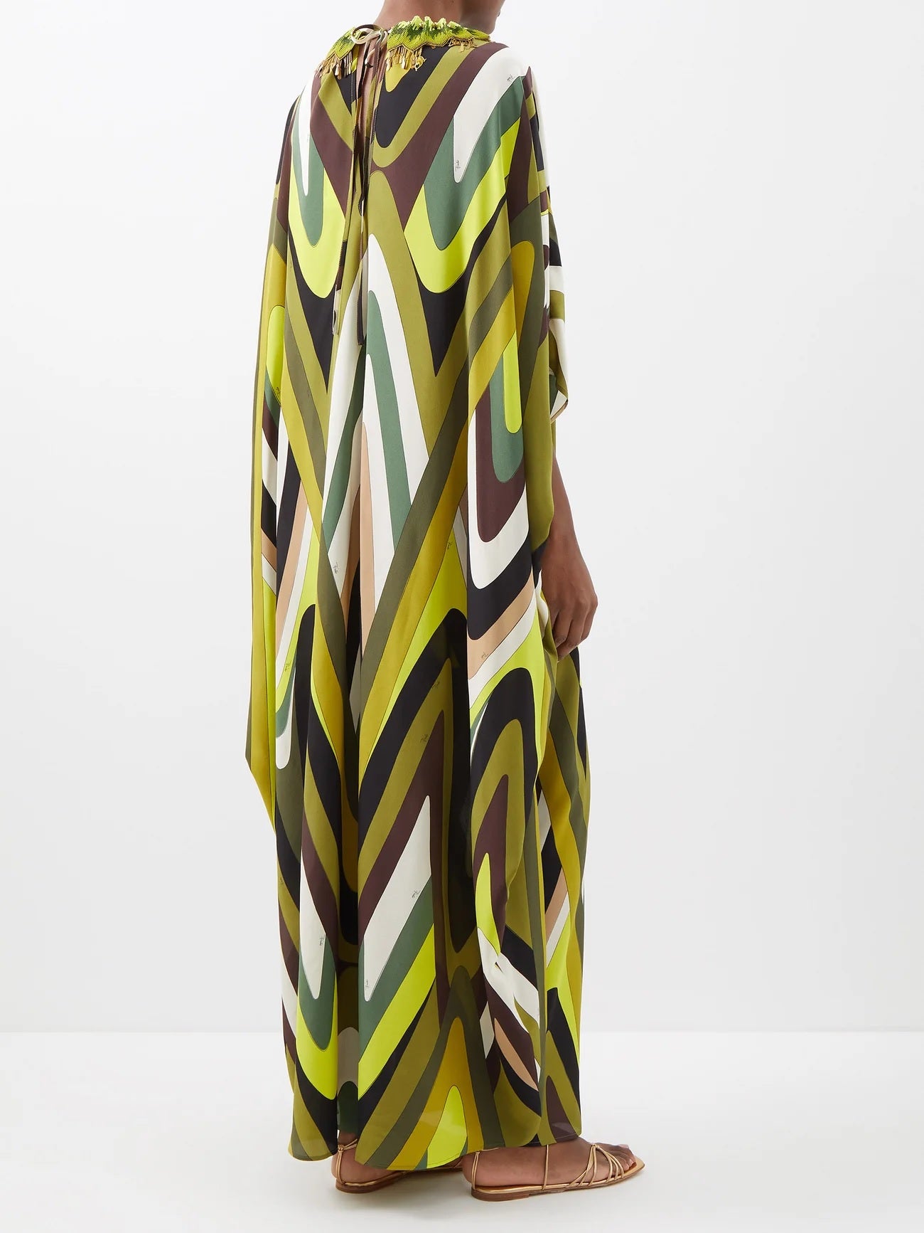 GEOMETRIC PRINTED SILK CREPE PRINTED CASUAL WEAR KAFTAN