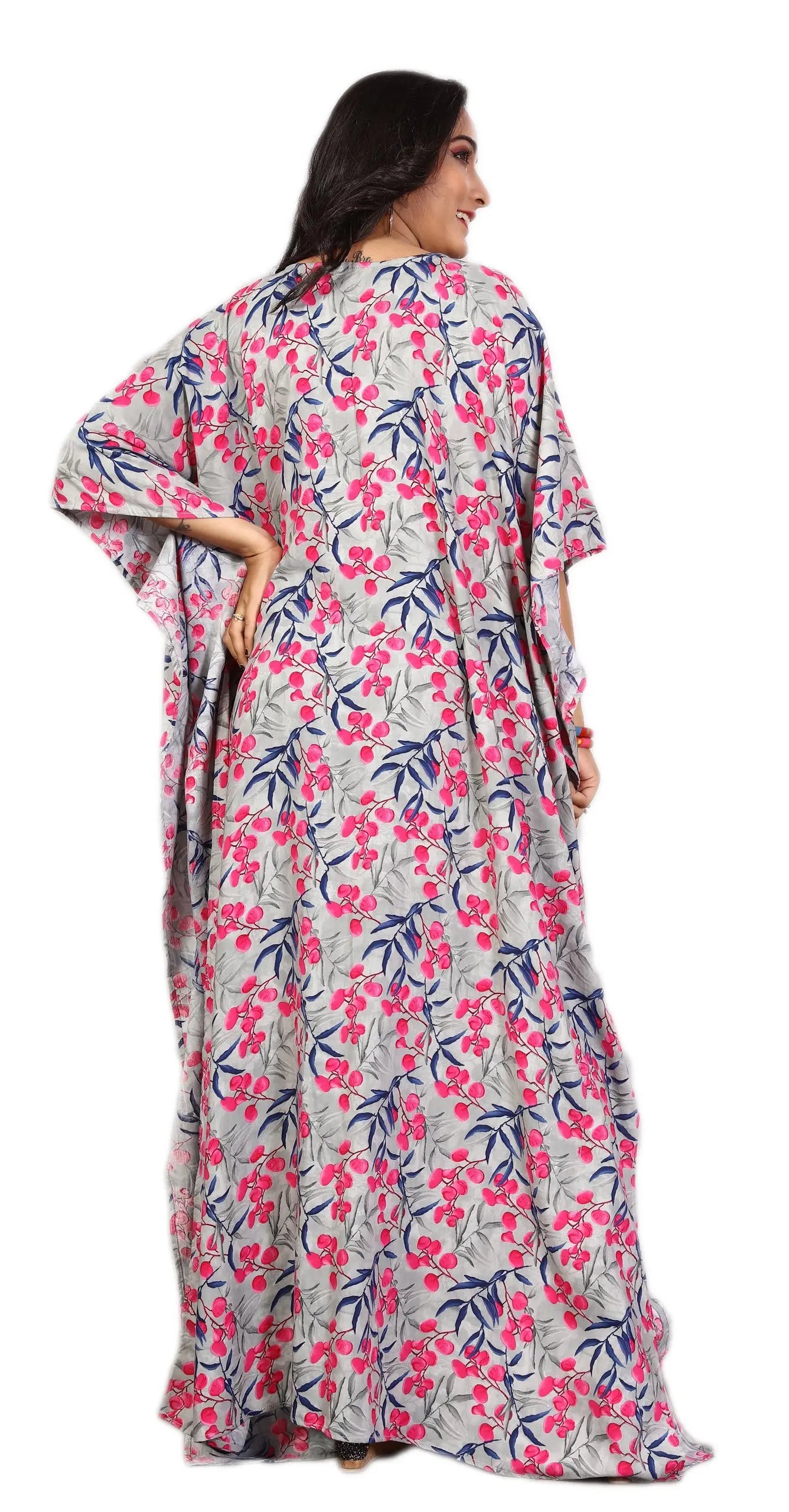 Women’s Floral Printed Rayon Cotton Ankle Length Kaftan