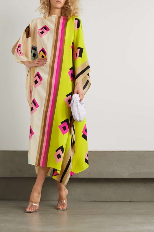 SATIN SILK LONG SCARF DRESS